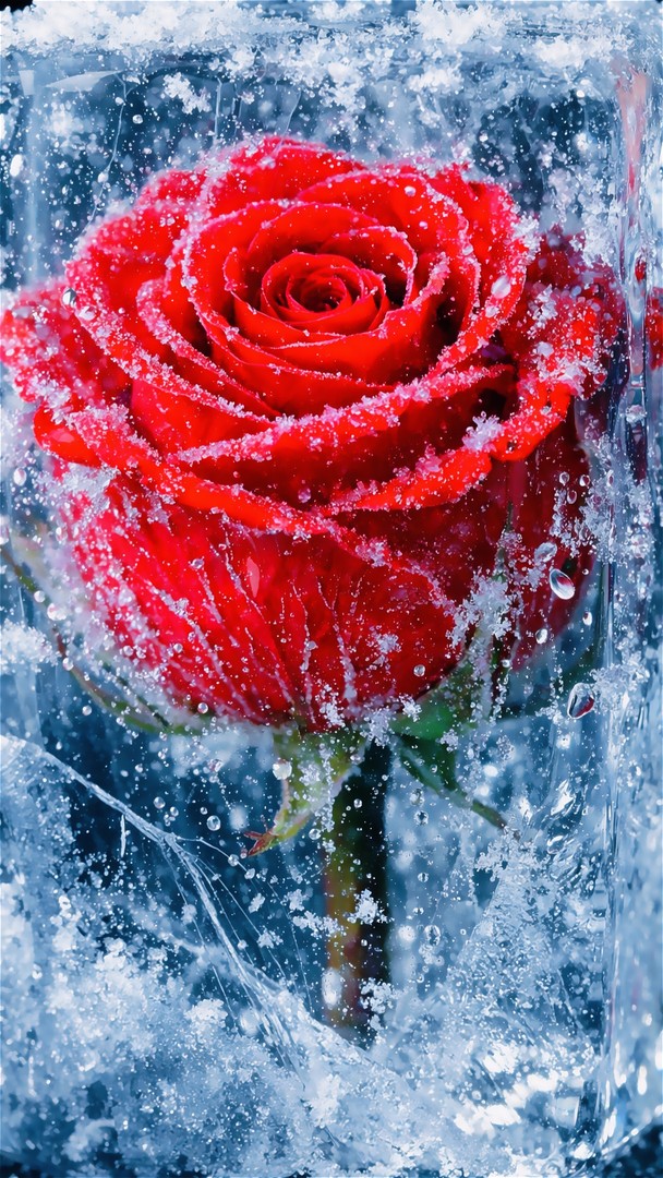 Rose HD Wallpaper 4K - Ice Flower Art