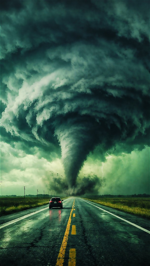 Storm HD Wallpaper 4K - Dark Road Disaster