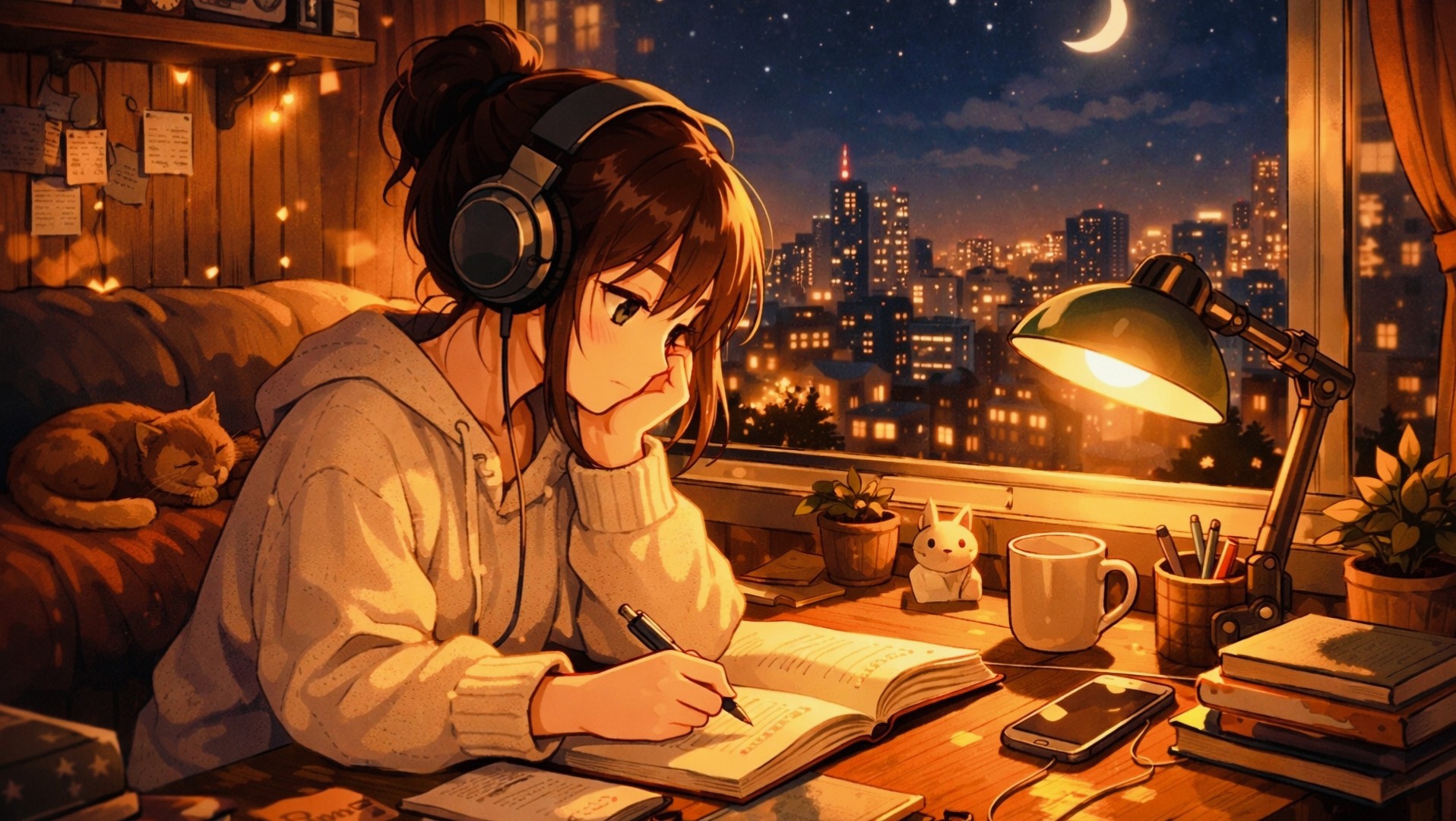 Anime Study Room Desktop Wallpaper 4K