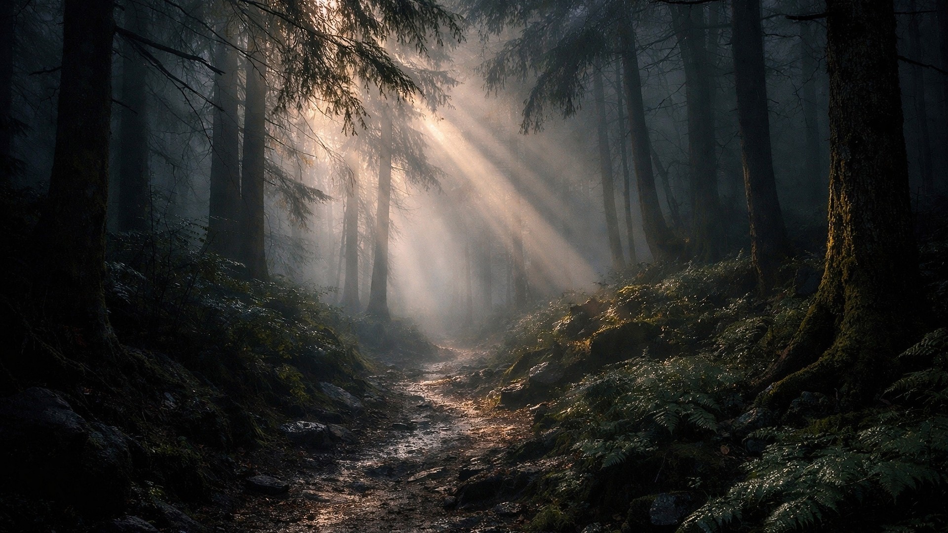 Forest Desktop Wallpaper 4K – Sunlight Through Trees