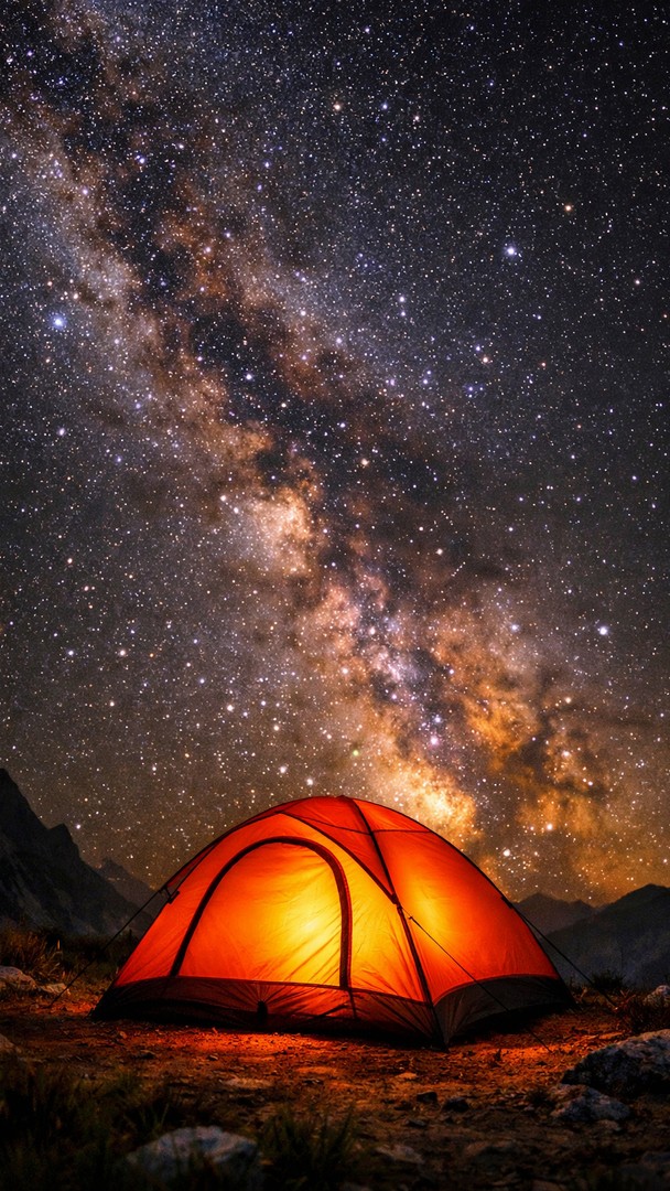 Milky Way Camping HD Wallpaper 4K - Night Sky Tent