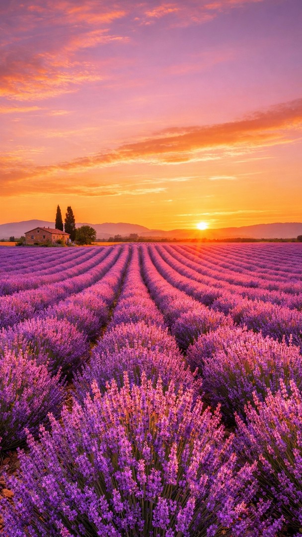 Lavender HD Wallpaper 4K - Sunset Landscape
