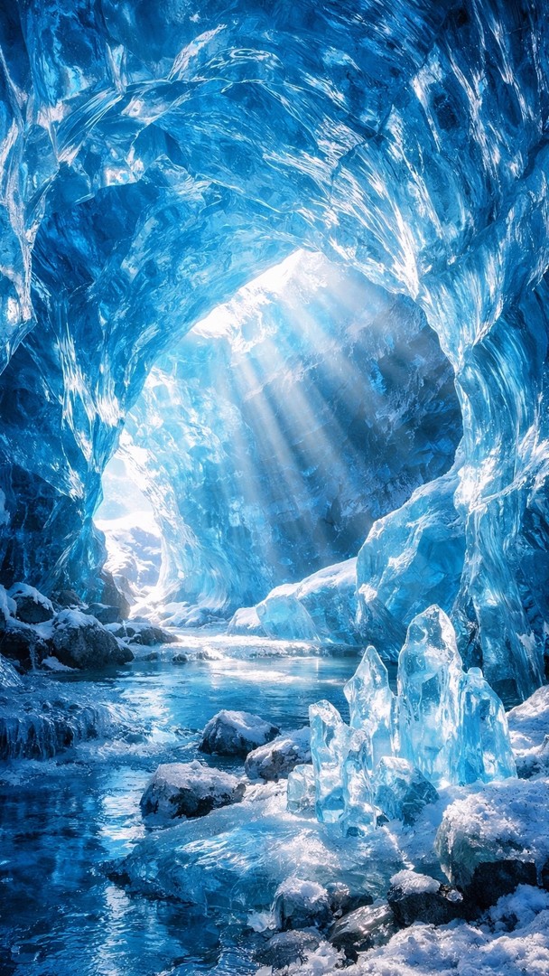 Ice Cave HD Wallpaper 4K - Blue Crystal Ice