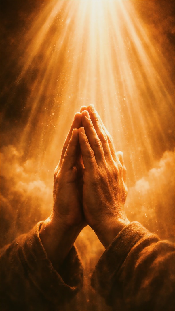 Praying HD Wallpaper 4K - Divine Light