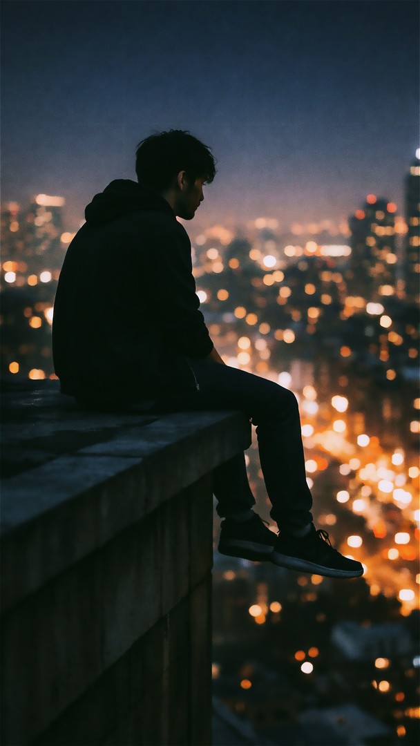 Lonely HD Wallpaper 4K - City Lights alone boy
