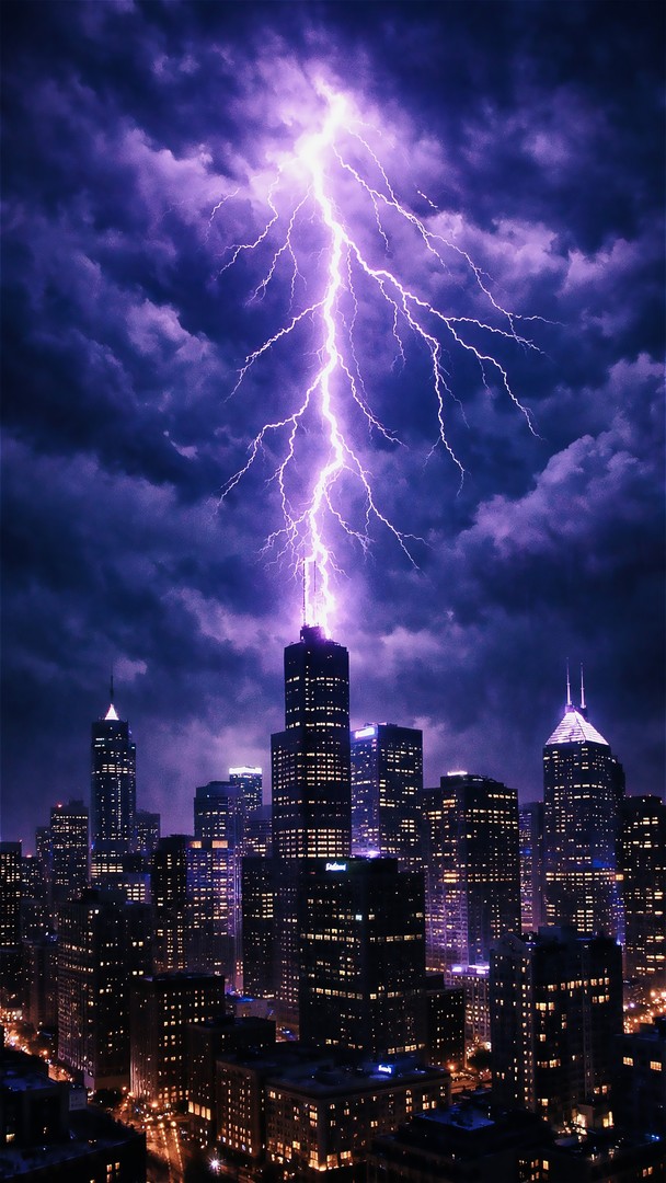Lightning  HD Wallpaper 4K - City Skyline