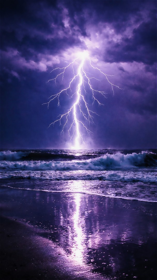 Lightning HD Wallpaper 4K - Stormy Sea