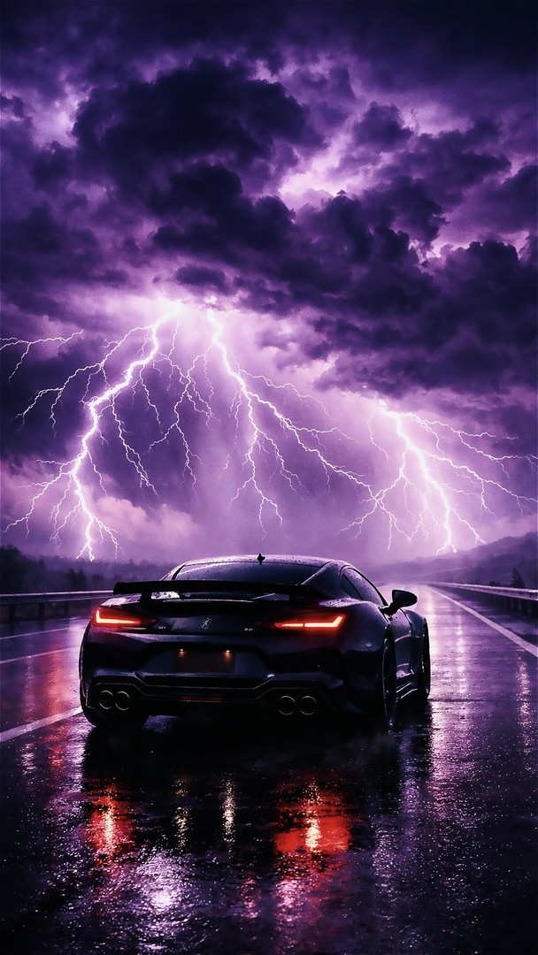 Supercar  HD Wallpaper 4K - Lightning Road