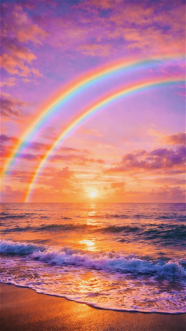 Rainbow Ocean HD Wallpaper 4K - Peaceful Sea