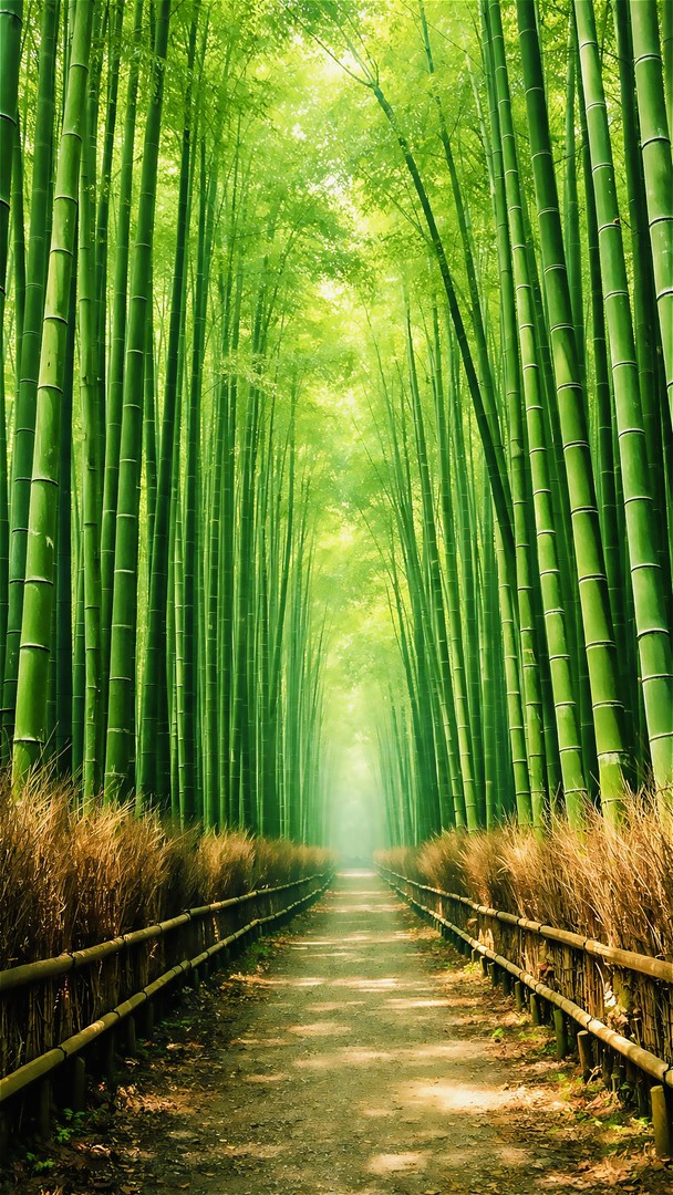 Bamboo Forest HD Wallpaper 4K - Green Nature Path