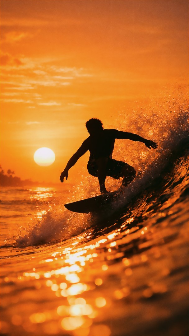 Sunset  HD Wallpaper 4K - Ocean Action Silhouette