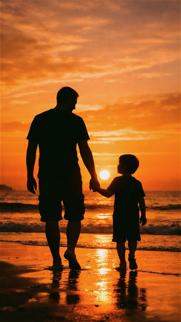 Father and Son Sunset HD Wallpaper 4K - Bond of Love
