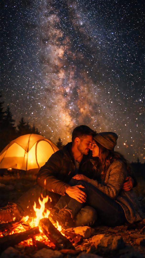 Milky Way Camping Night HD Wallpaper 4K - Romantic Starry Sky