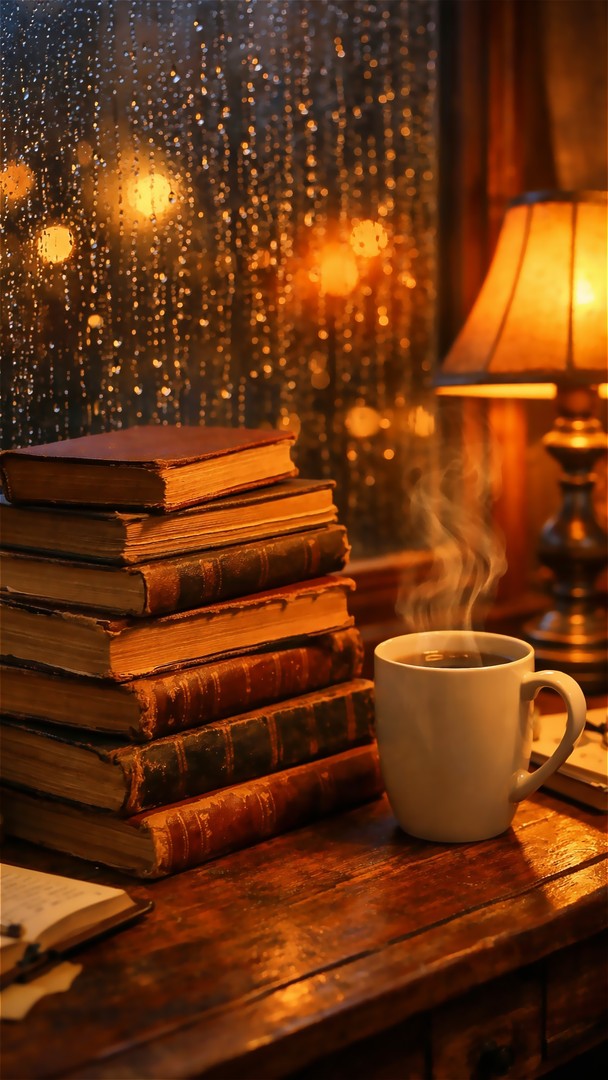 Reading  HD Wallpaper 4K - Books Coffee Rain