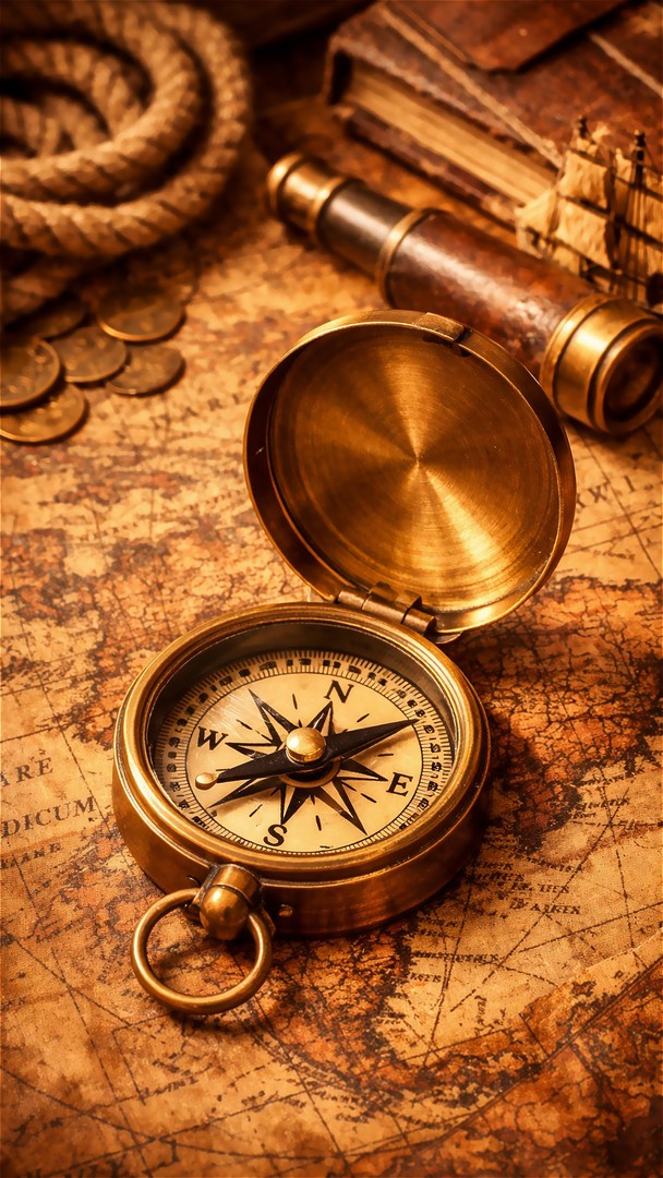 Vintage Compass Navigation HD Wallpaper 4K - Explorer Theme