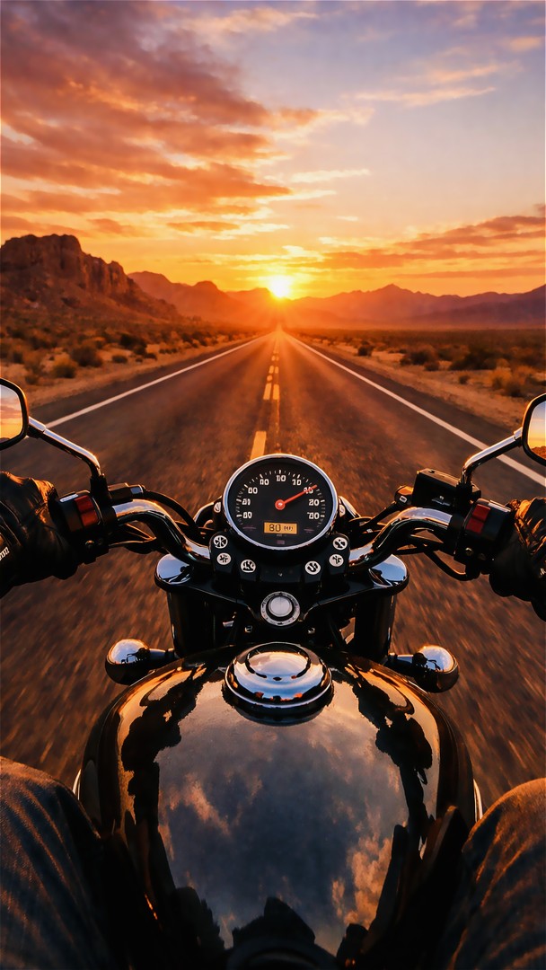 Motorcycle Road Trip Sunset HD Wallpaper 4K - Freedom Ride