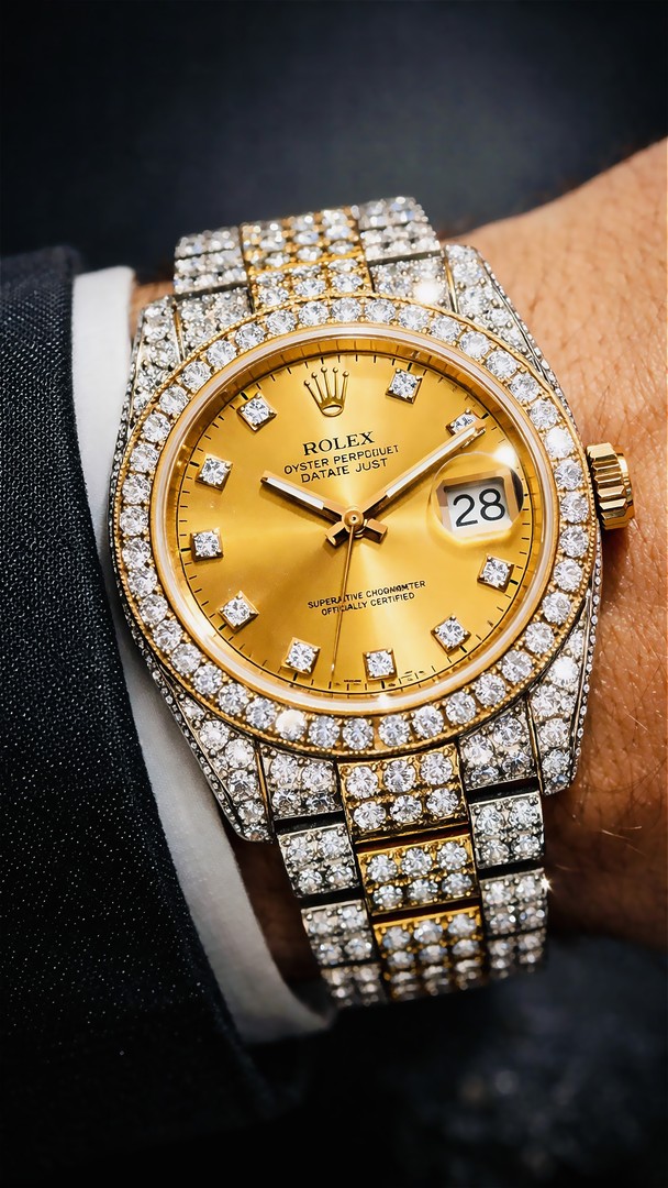 Luxury Gold Diamond Watch HD Wallpaper 4K