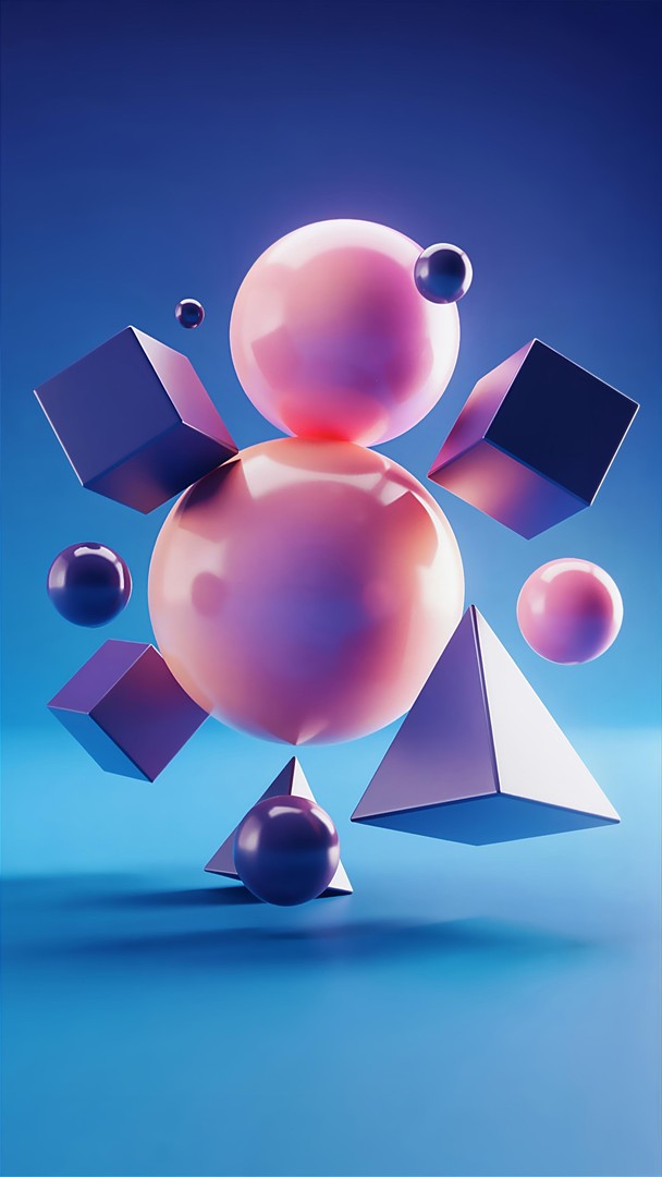 Abstract 3D Geometric Shapes HD Wallpaper 4K - Modern Design
