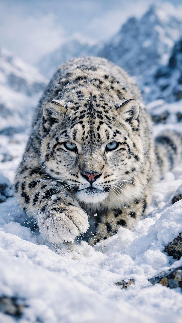 Leopard HD Wallpaper 4K - Wild Animal in Snow