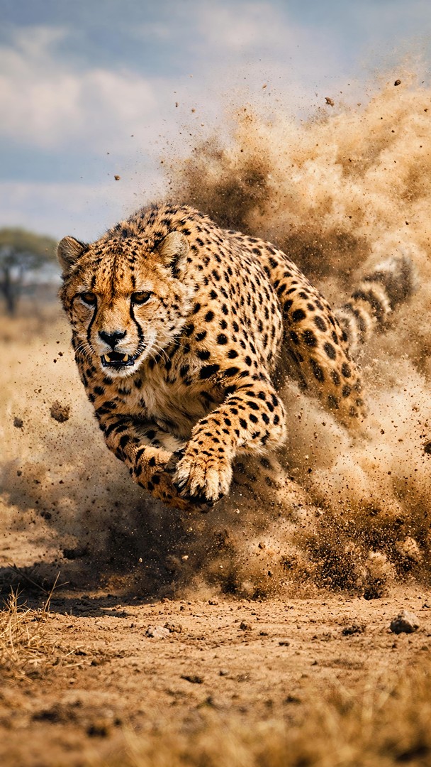 Cheetah Running HD Wallpaper 4K - Speed Wildlife Action