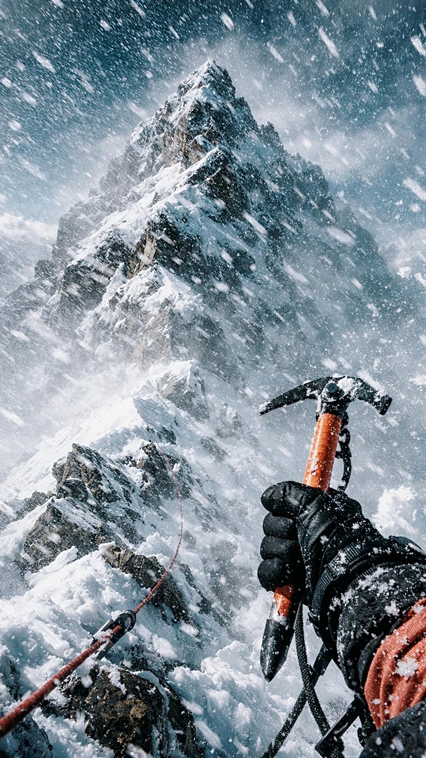 Mountain Climbing HD Wallpaper 4K - Snow Storm Adventure
