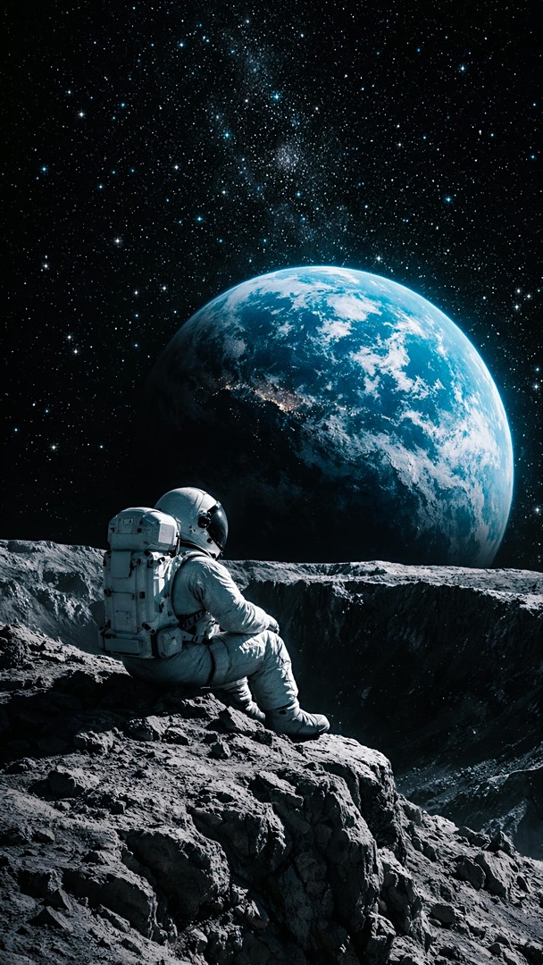 Astronaut Moon View HD Wallpaper 4K - Earth from Space