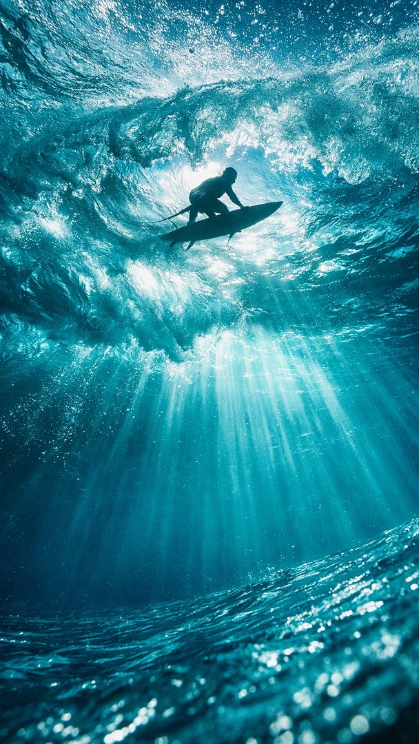 Underwater Surfing HD Wallpaper 4K - Ocean Wave