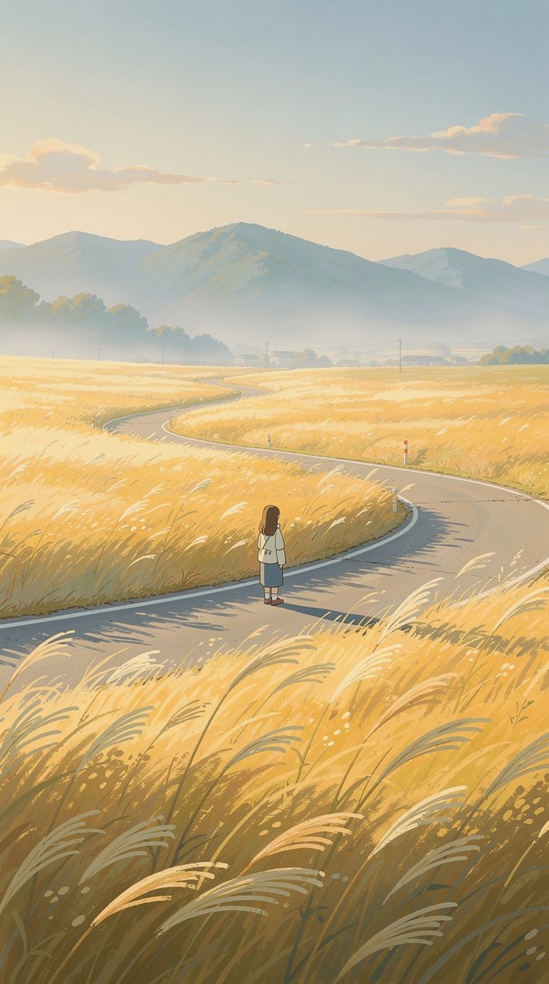 Winding Road Field HD Wallpaper 4K - Quiet Journey