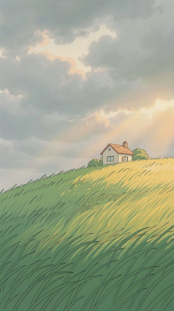 House on Hill HD Wallpaper 4K - Quiet Countryside