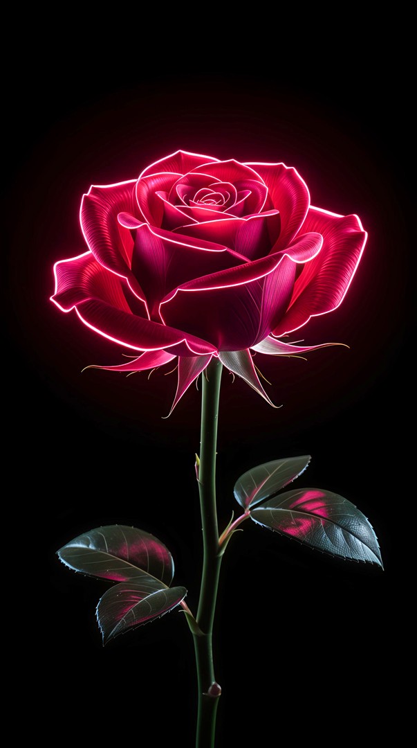 Red Rose HD Wallpaper 4K - Glowing Flower