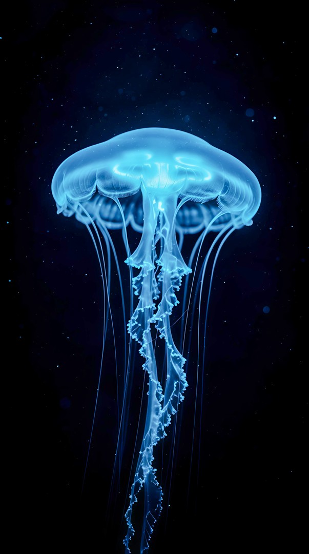 Jellyfish HD Wallpaper 4K - Deep Sea Light