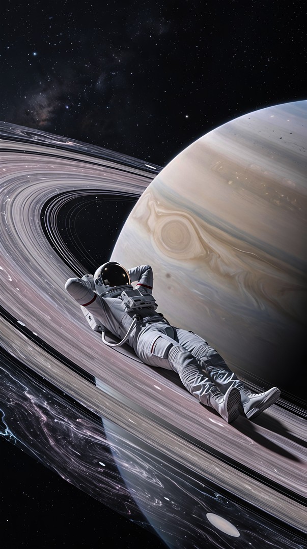 Astronaut on Saturn Rings HD Wallpaper 4K - Space Dream