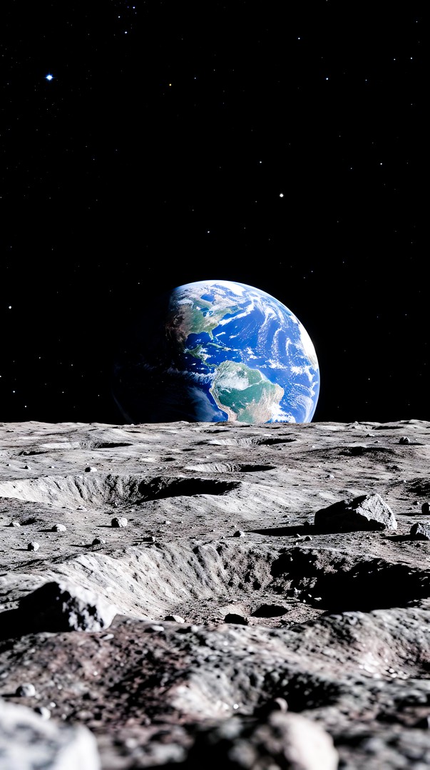Earth from Moon HD Wallpaper 4K - Space View