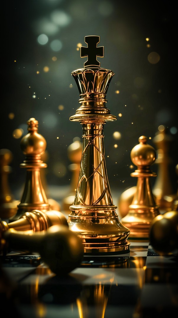 Golden Chess King HD Wallpaper 4K - Strategy Power