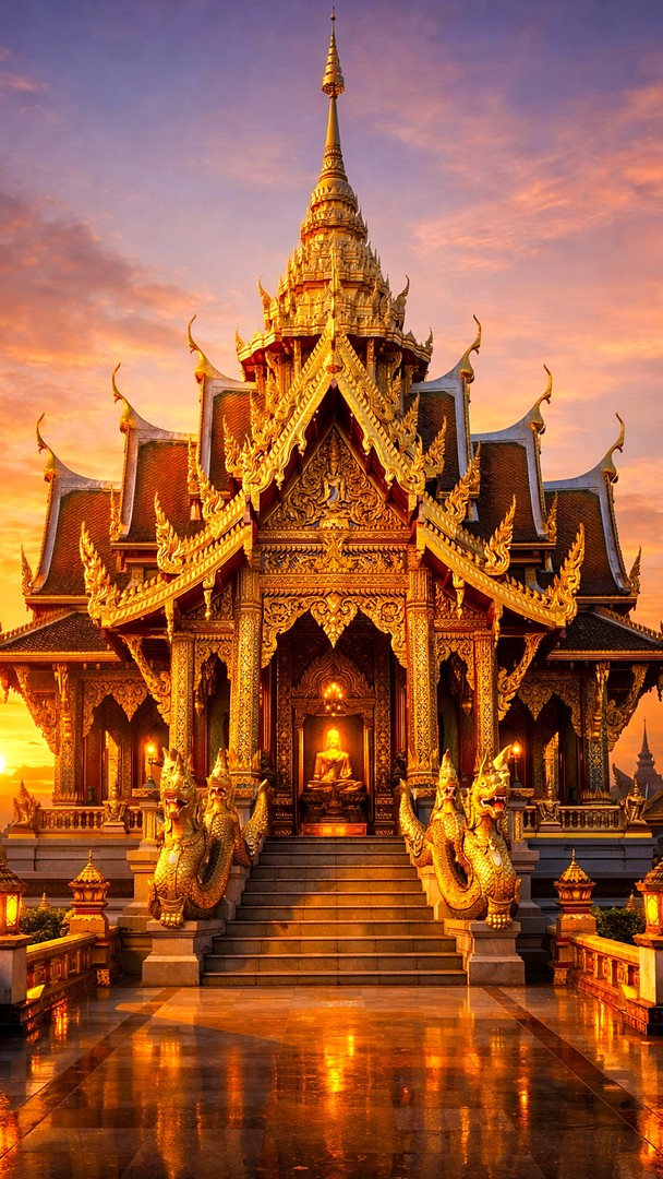 Gold Temple Architecture HD Wallpaper 4K - Gautam Buddha