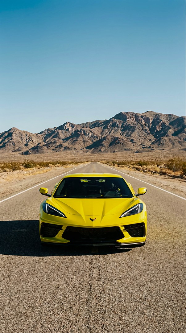 Yellow Sports Car Road HD Wallpaper 4K for mobile phones