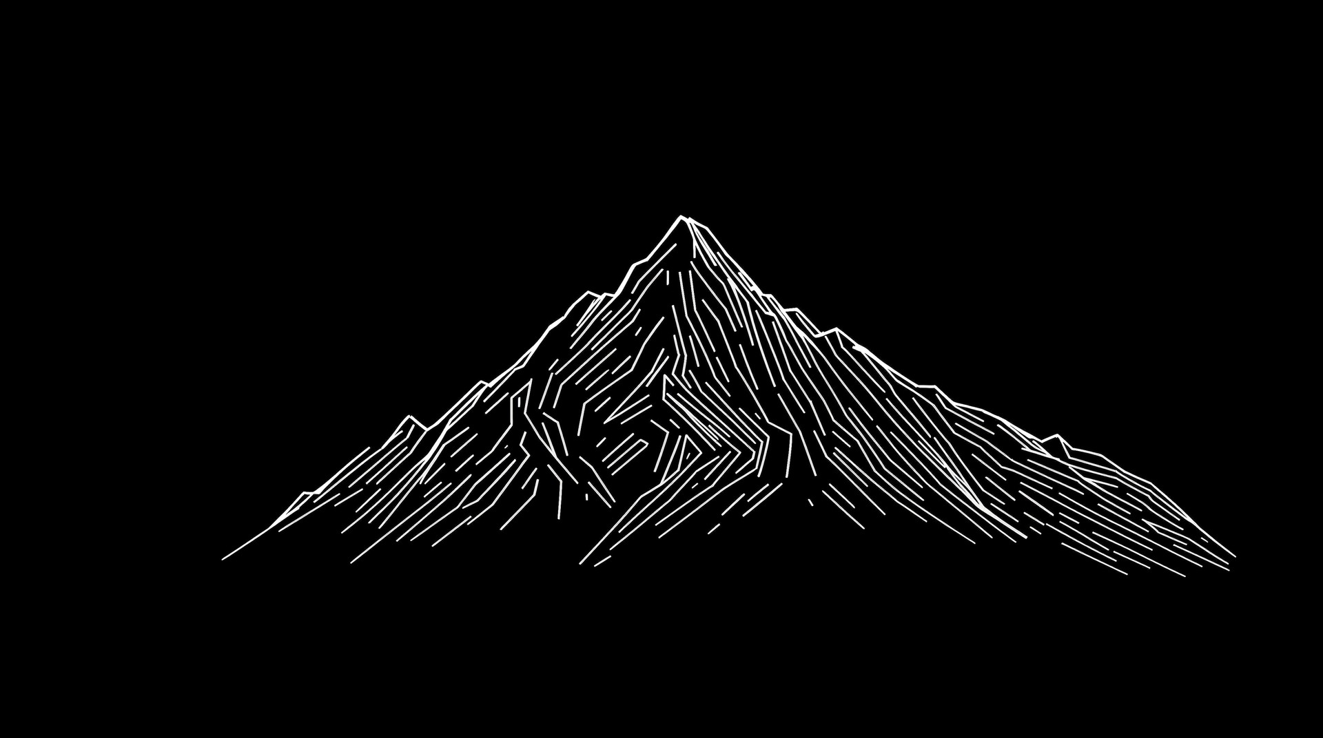 Minimal Line Art Mountain HD Wallpaper 4K - Black Background