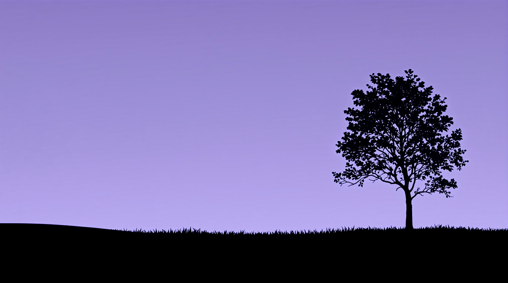 Minimal Tree Silhouette HD Wallpaper 4K - Purple Sky