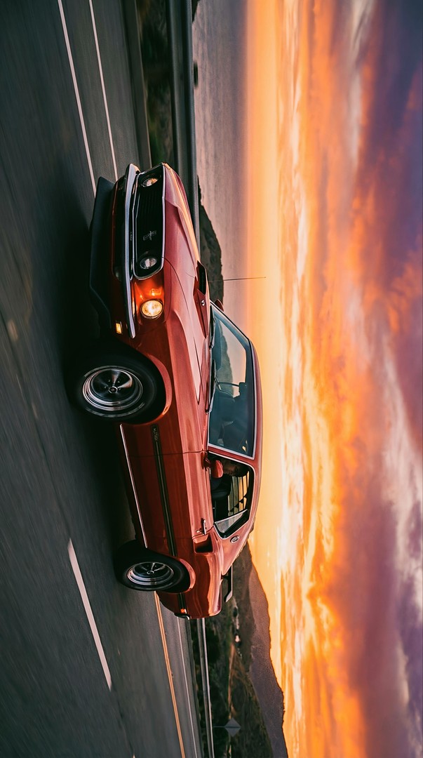 Classic Muscle Car Sunset HD Wallpaper 4K - Highway Drive