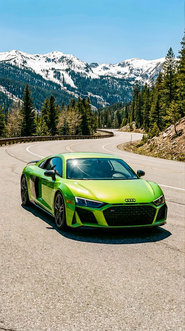 Green Sports Car Mountain Road HD Wallpaper 4K - Luxury Drive