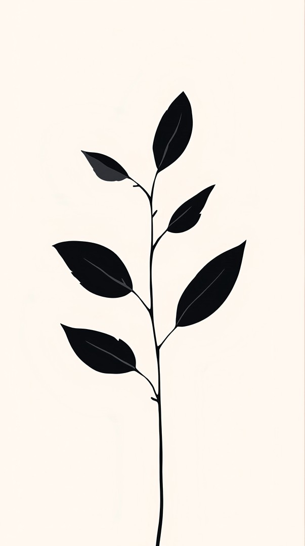 Minimal Plant Silhouette HD Wallpaper 4K - Botanical Art