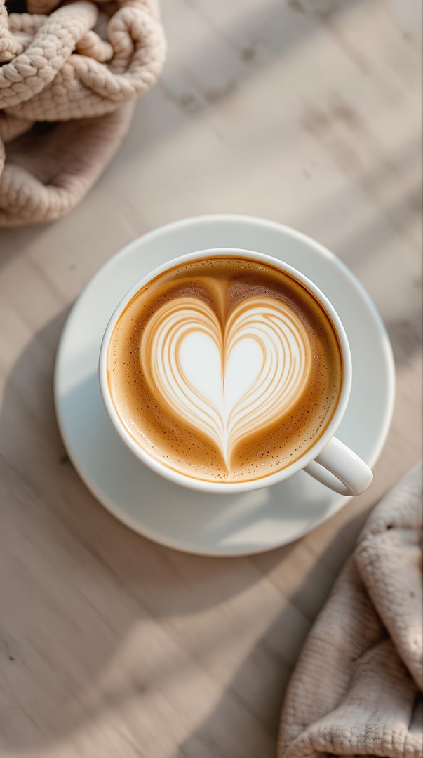 Heart Latte Art Coffee HD Wallpaper 4K - Cozy Morning