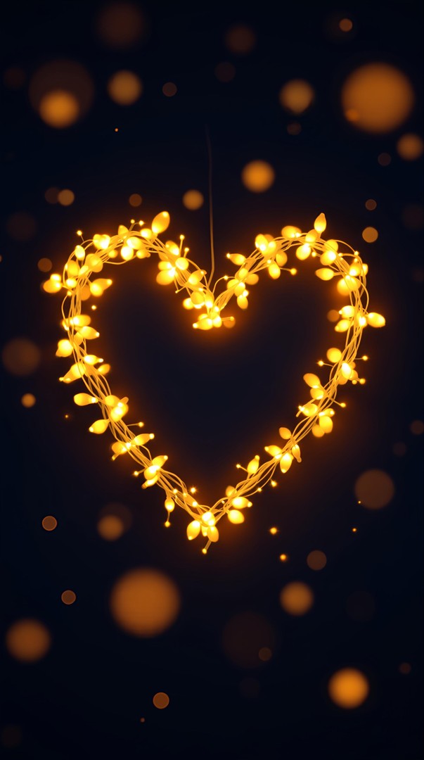 Heart Fairy Lights HD Wallpaper 4K - Romantic Glow