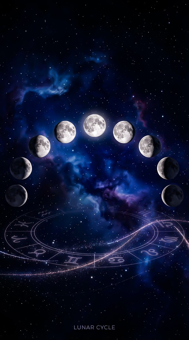 Lunar Cycle Astrology HD Wallpaper 4K - Moon Phases