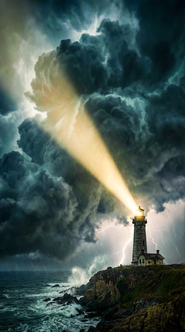 Stormy Lighthouse HD Wallpaper 4K