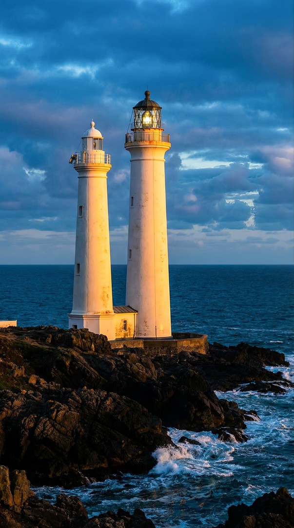 Lighthouse by the Sea HD Wallpaper 4K - Coastal Night View