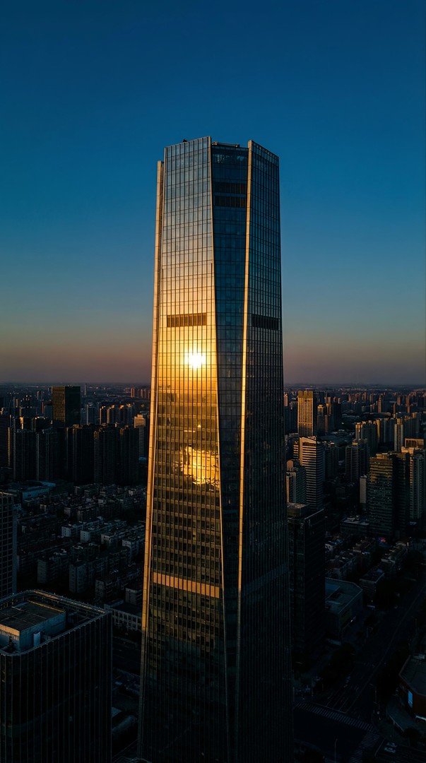Skyscraper at Sunset HD Wallpaper 4K - City Skyline
