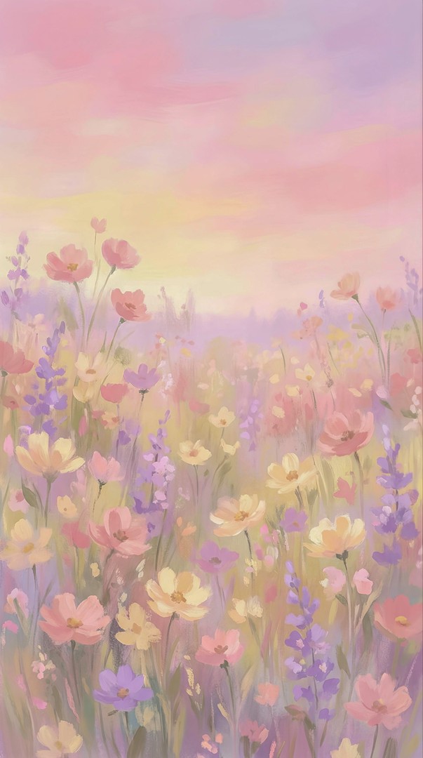 Pastel Wildflower Meadow Aesthetic HD Wallpaper for phone