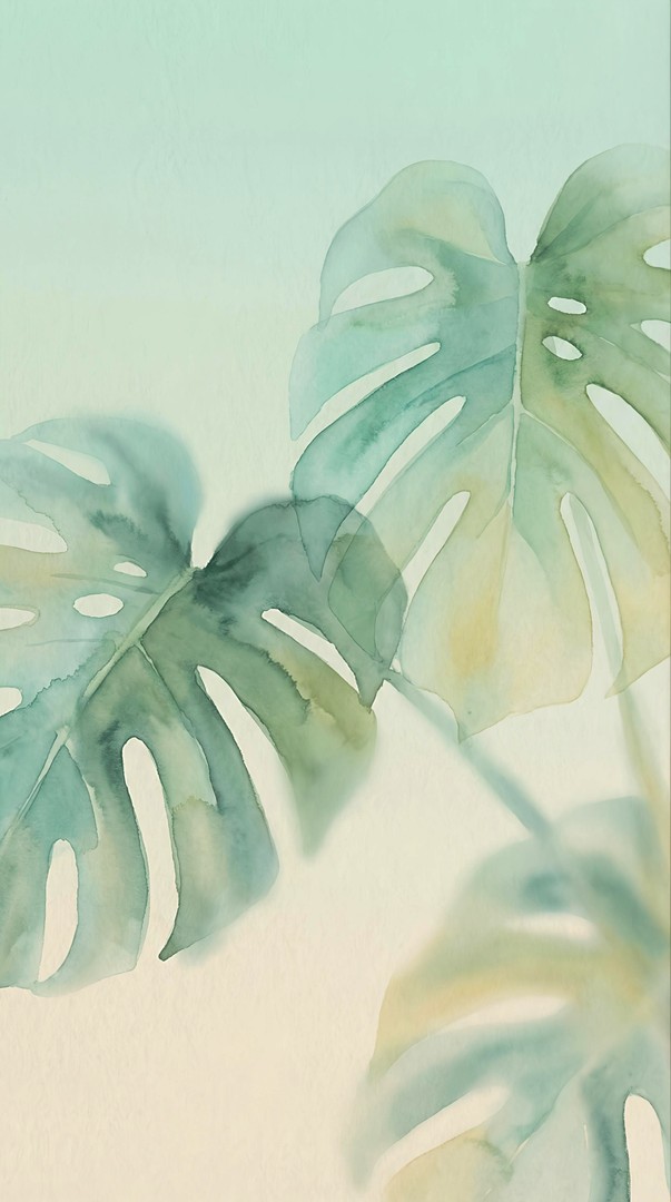 Monstera Leaves Watercolor HD Wallpaper 4K
