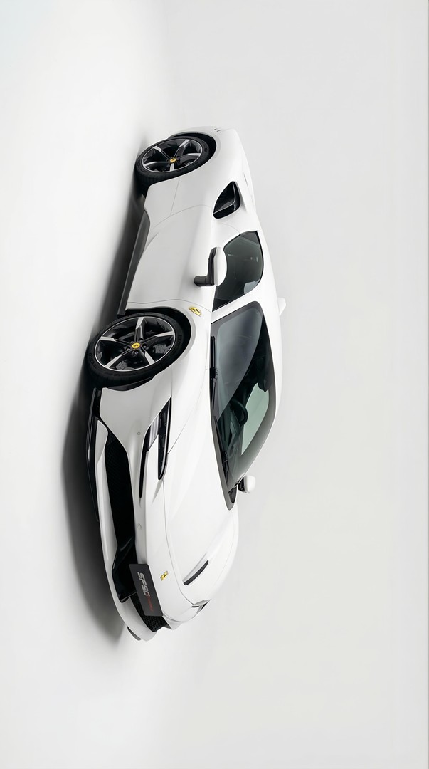 White Ferrari SF90 Stradale Top View 4K Wallpaper